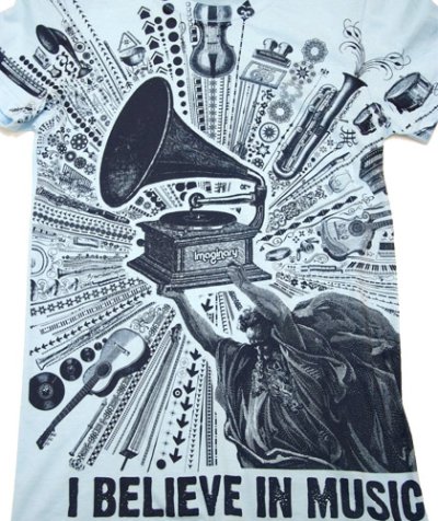 画像1: IMAGINARY FOUNDATIONレディース半袖Tシャツ「I believe in Music/ライトブルー」