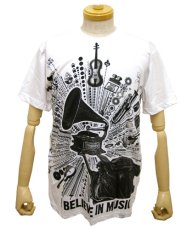 画像1: IMAGINARY FOUNDATIONメンズ半袖Tシャツ「I believe in Music／ホワイト」 (1)