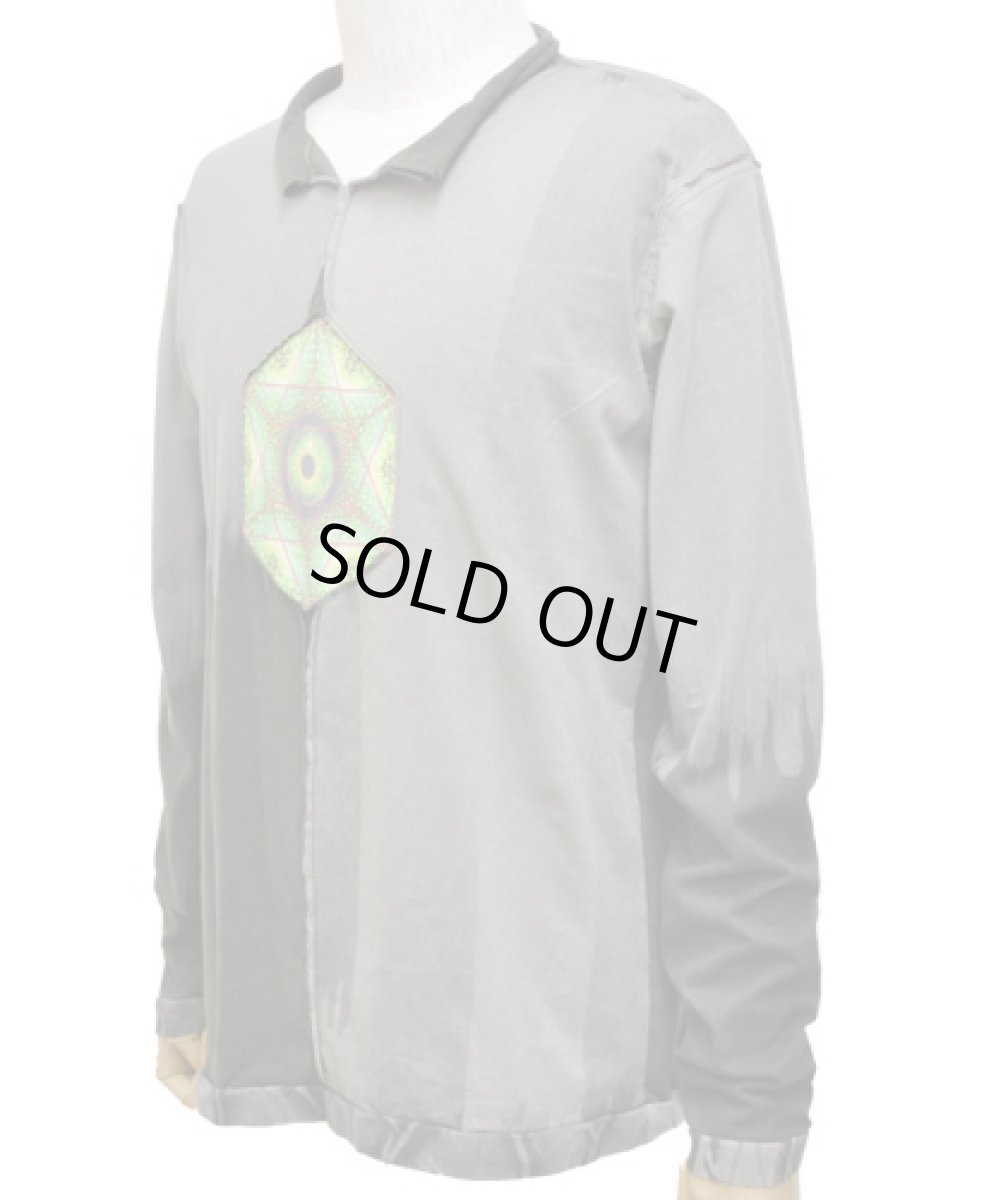 画像3: PUMAYANA メンズ・長袖カットソー「Nao / グレー×グリーン」 (3)