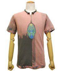 画像1: PUMAYANA メンズ・半袖Tシャツ/ ピンク×グレー (1)