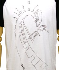 画像2: PLAZMAメンズTシャツ「GRIM LINES / ホワイト×ブラック」 (2)