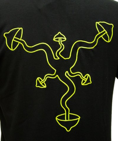 画像1: SPACE TRIBEメンズ・Tシャツ「Shrooms・UV Yellow」