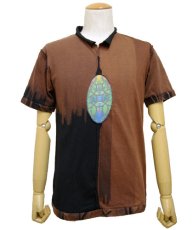 画像1: PUMAYANA メンズ・半袖Tシャツ/ブラウン×ブラック (1)
