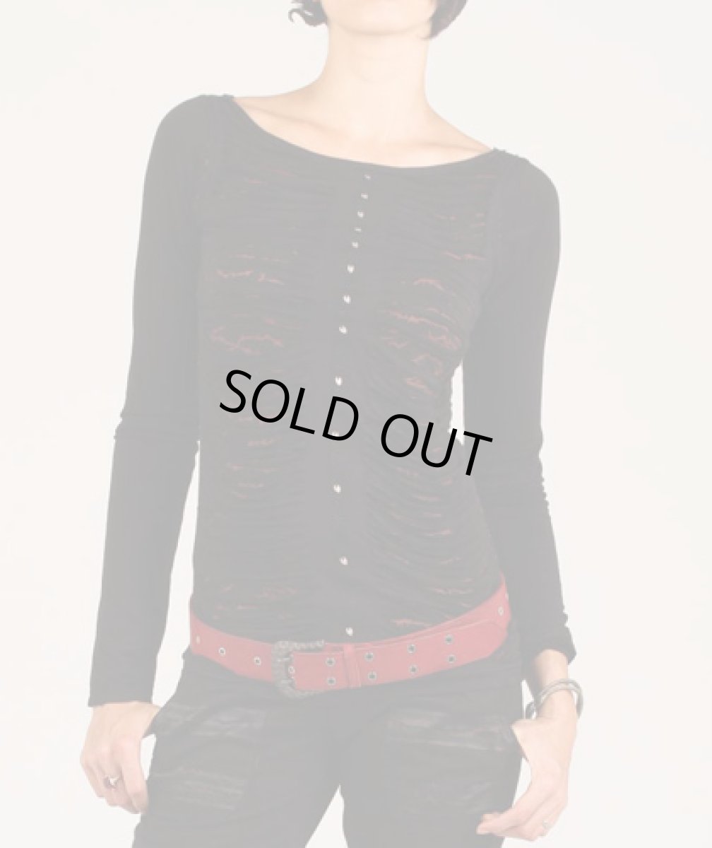 画像2: PSYLO レディース・カットソー「Slash Double Layer Top / ブラック」 (2)
