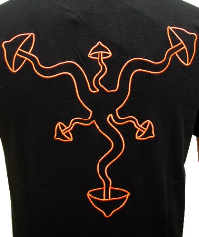 画像1: SPACE TRIBEメンズ・Tシャツ「Shrooms・UV Orange」