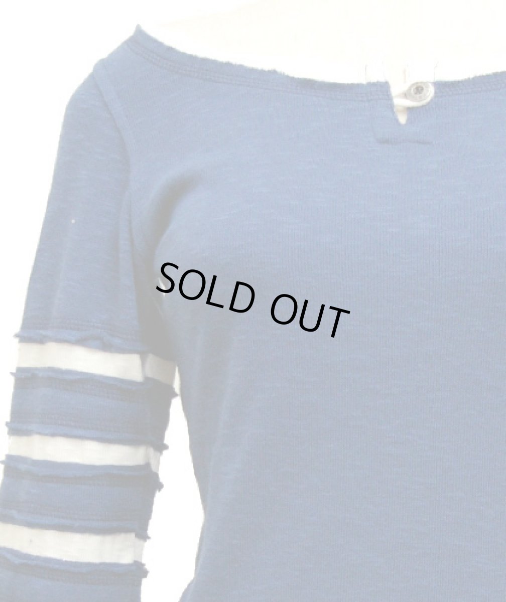 画像3: PSYLO レディース・カットソー「Lampu Slub Sweater / ネイビー×ホワイト」 (3)