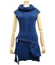 画像1: PSYLO レディース・ノースリーブ・ワンピース「Soba Sleeveless / ネイビー」 (1)