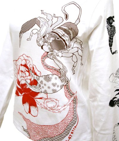 画像1: VISIBLE ELEPHANT 47レディース長袖Tシャツ「#117 サソリに薔薇/ホワイト」