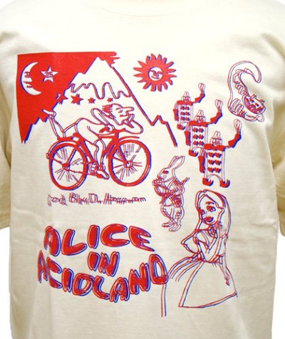 画像1: MANALIBREユニセックスTシャツ「ALICE in ACIDLAND ３Ｄ・/ナチュラル」