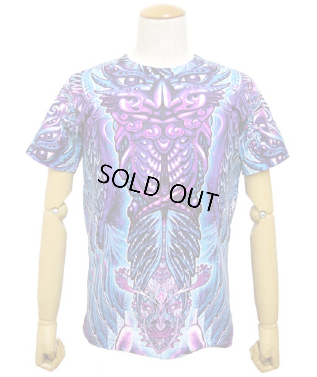 画像2: SPACE TRIBEメンズ・Tシャツ「Violet Barong Totem」 (2)