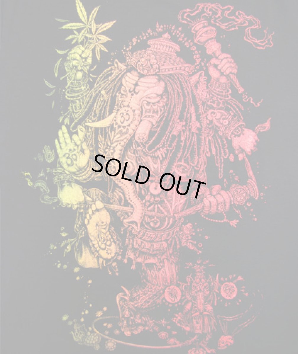 画像2: CHILL OUT PLANETメンズ長袖Tシャツ「Ganesha / ブラック×レッドグラデーション」 (2)