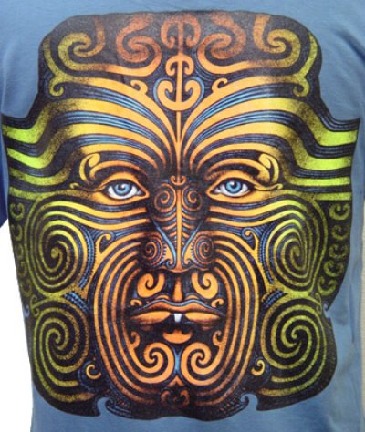 画像3: CHILL OUT PLANETメンズTシャツ「Maori Face/ライトブルー」