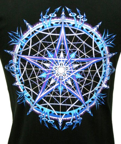 画像1: SPACE TRIBEメンズTシャツ「Mandala Stellar / ブルー」