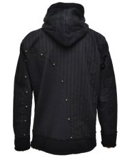 画像3: PSYLO メンズ・パーカー「Stripy Hooded / ブラック」 (3)