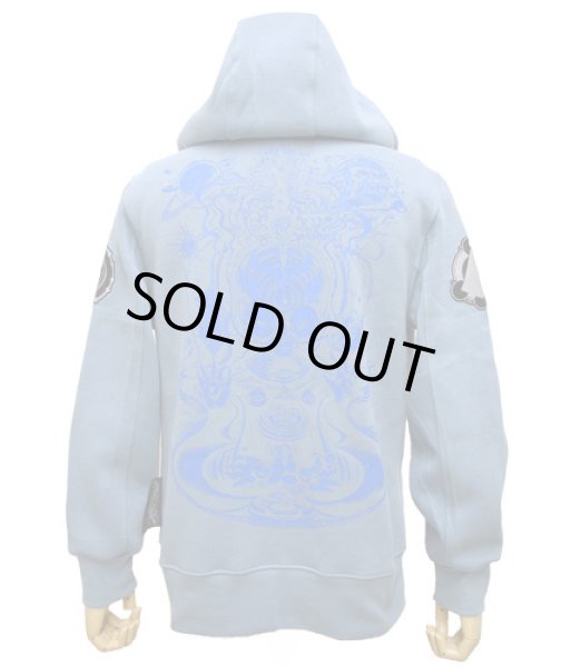 Chill Out Planetメンズパーカー Ailien アッシュブルー Psychedelic Garden