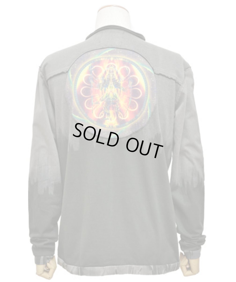 画像4: PUMAYANA メンズ・長袖カットソー「Shiva Powa / グレー×グリーン」 (4)