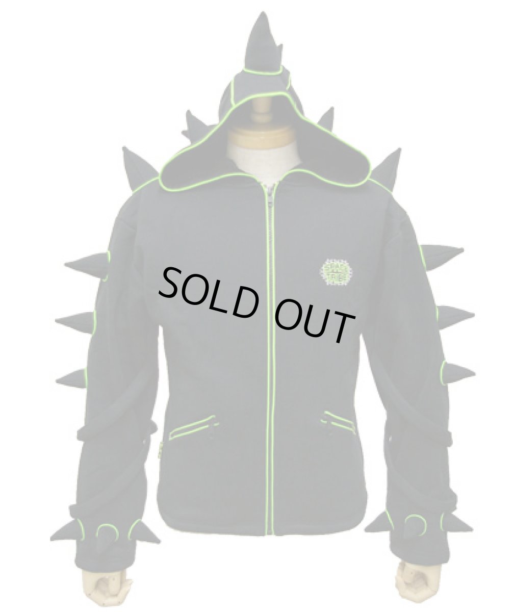 画像3: SPACE TRIBEユニセックス・パーカー「Spikey Hood / ブラック＆ライム」 (3)