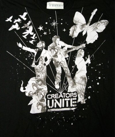 画像1: IMAGINARY FOUNDATIONメンズ半袖Tシャツ「Creators Unite/ブラック」