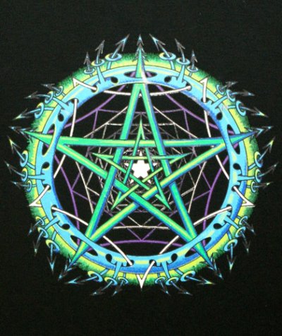 画像3: SPACE TRIBEメンズTシャツ「Mandala Stellar / グリーン」