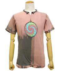 画像1: PUMAYANA メンズ・半袖Tシャツ「Yage / ピンク×グレー」 (1)