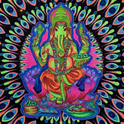 画像1: SPACE TRIBEバティック2m×2m「Eyes of Ganesha」