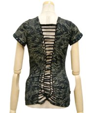 画像3: PSYLO レディース・半袖カットソー「Mouth Braided Top / ブラック」 (3)