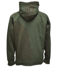 画像3: PSYLO メンズ・パーカー「Stripy Hooded / アーミーグリーン」 (3)