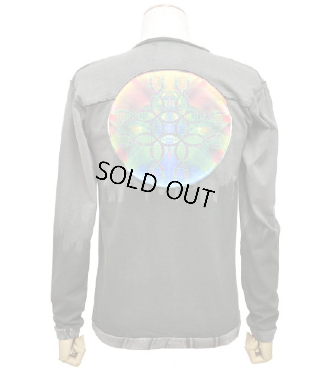 画像4: PUMAYANA メンズ・長袖カットソー/グレー×グリーンD (4)