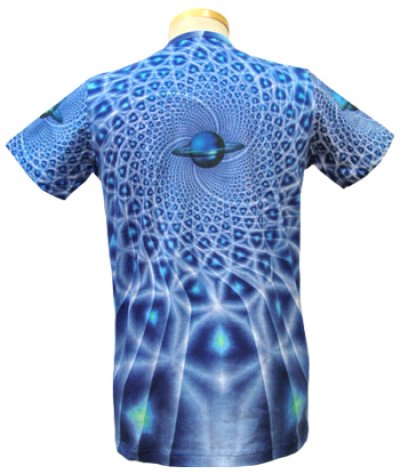 画像1: SPACE TRIBEオールプリントメンズTシャツ『SATURN/ブルー』