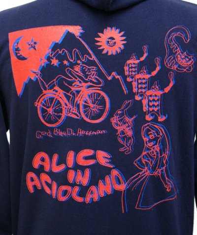 画像1: MANALIBREユニセックスパーカー「ALICE in ACIDLAND/ネイビー」