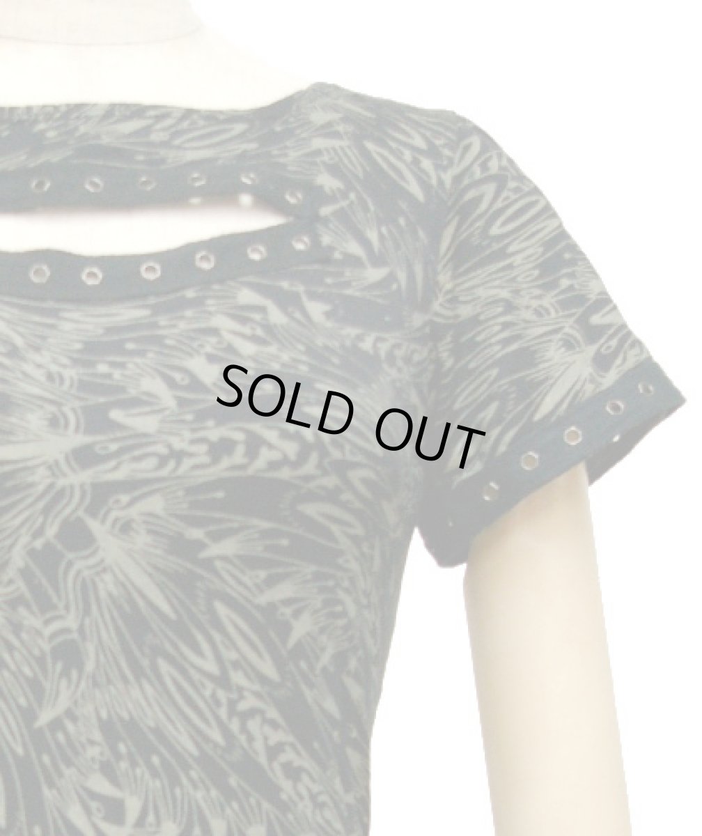 画像2: PSYLO レディース・半袖カットソー「Mouth Braided Top / ブラック」 (2)