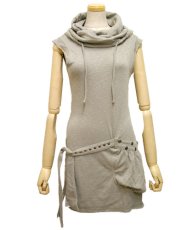 画像2: PSYLO レディース・ノースリーブ・ワンピース「Soba Sleeveless / ボーン」 (2)