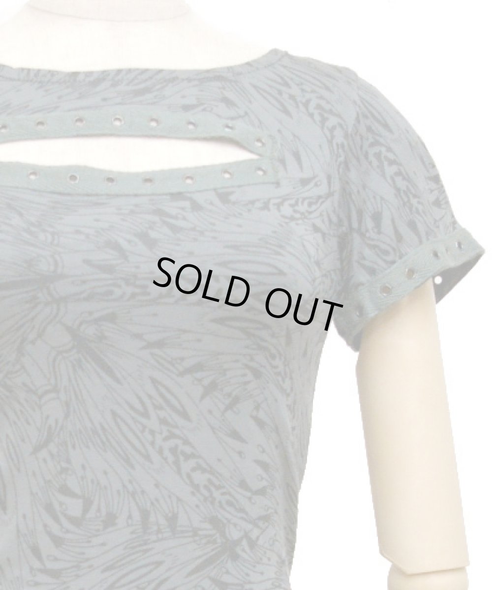 画像2: PSYLO レディース・半袖カットソー「Mouth Braided Top / グレー」 (2)