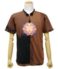画像1: PUMAYANA メンズ・半袖Tシャツ/ブラウン×ブラック (1)