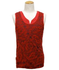 画像1: PSYLO メンズ・タンクトップ「Feathers Singlet / レッド」 (1)