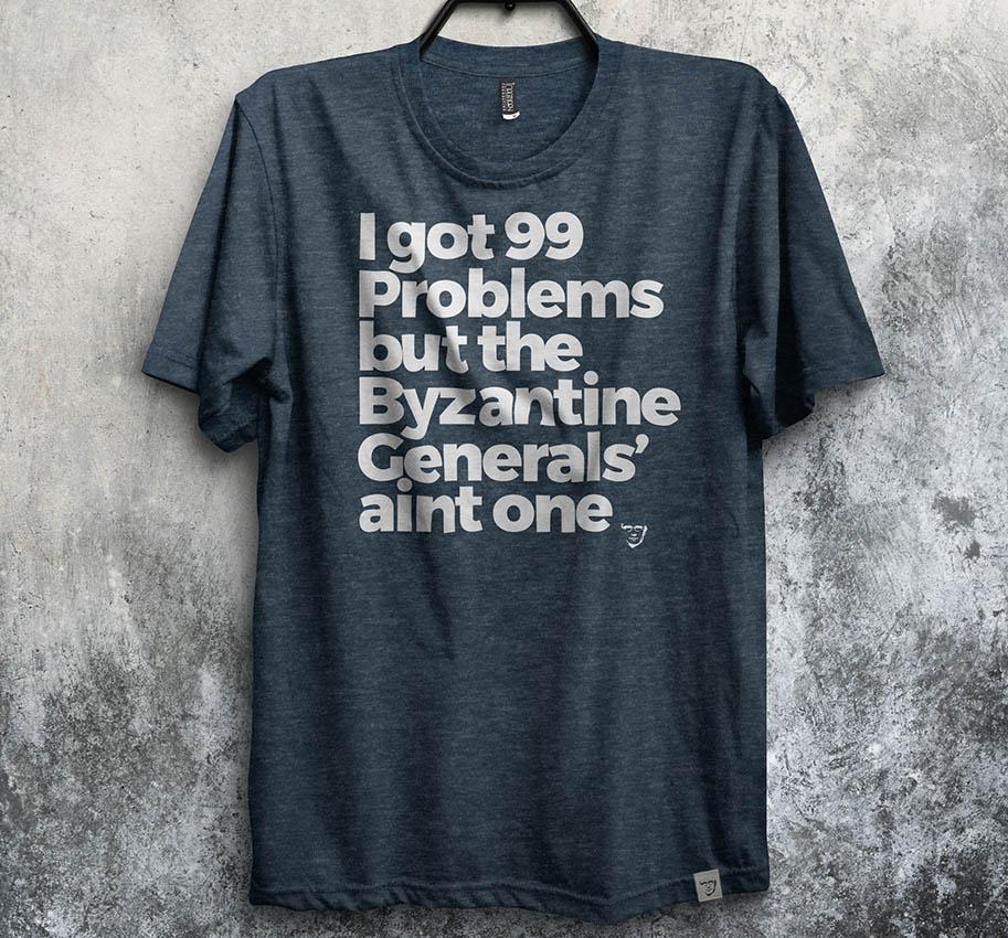 画像1: 【150枚限定仕様】Imaginary Foundation メンズTシャツ「BYZANTINE GENERALS' PROBLEM ／ ネイビー」 (1)